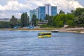 Sightseeing cruise amphibious yellow bus in Budapest, Hungary